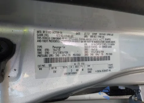 2014 Ford Focus Se из США, поврежденный, VIN 1FADP3K23EL111859